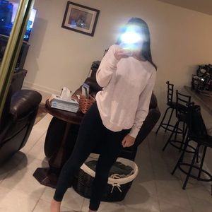american eagle light pink & white sweater :)